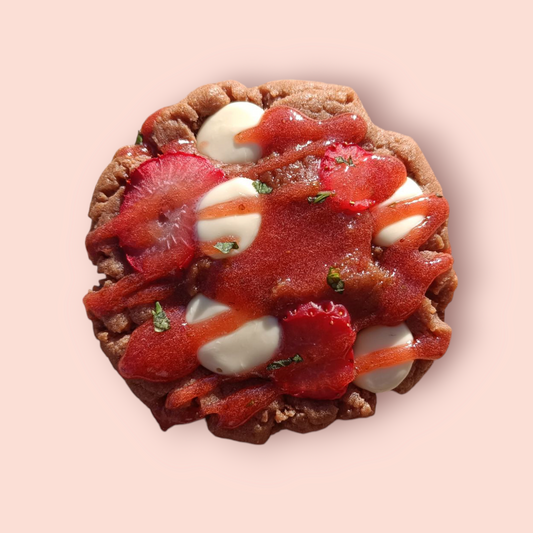 Cookie fraise, basilic et chocolat blanc